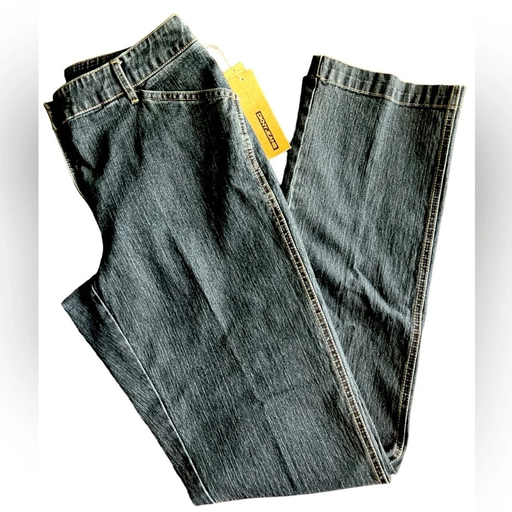 DKNY Y2K Low Rise Wide Leg Dark Wash Jeans Women’s Size 6 Vintage Retro Denim